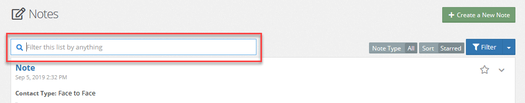 The filter query bar allows you to enter the free-form text that searches all available fields within the result set for specific words or phrases. Simply enter the text you wish to filter by, and either press Enter or select the blue filter button on the right.