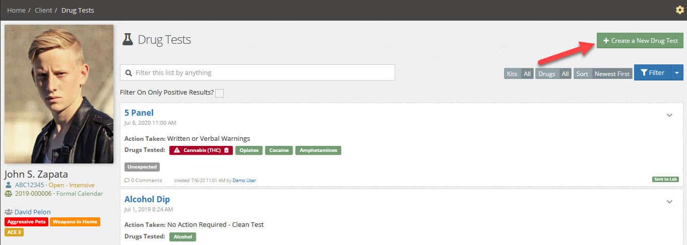 Adding a New Drug Test Report - YouthCenter Docs