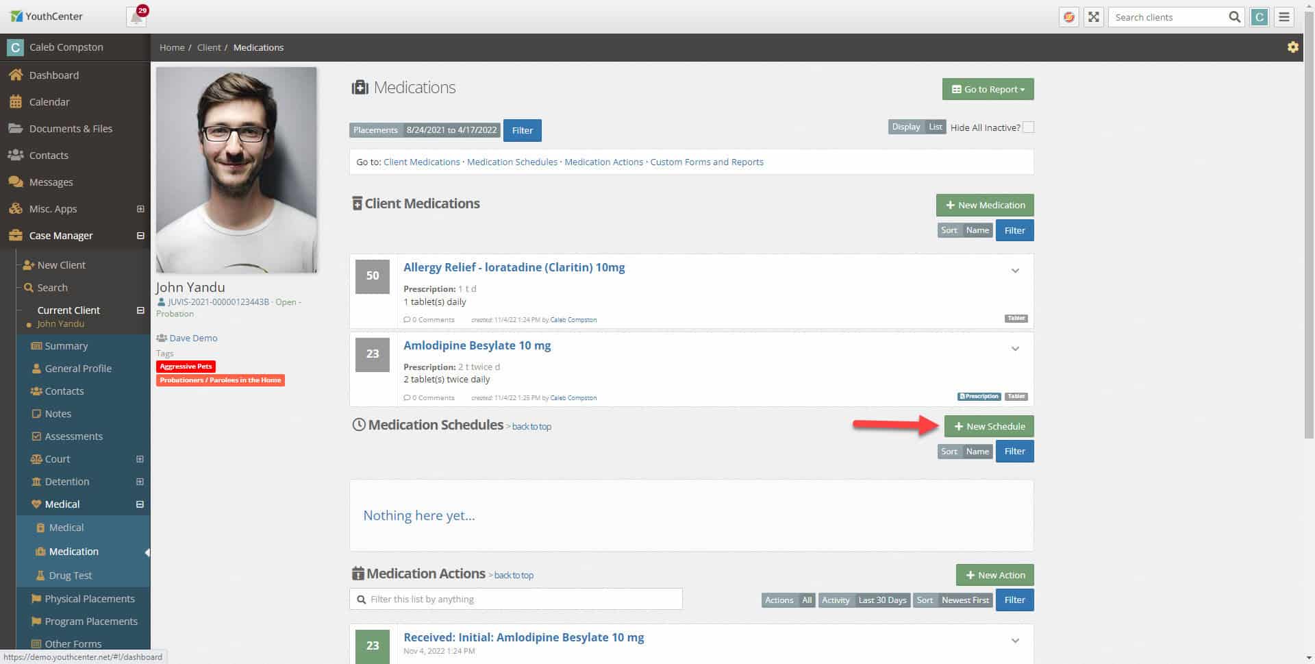 Medication Schedules - YouthCenter Docs