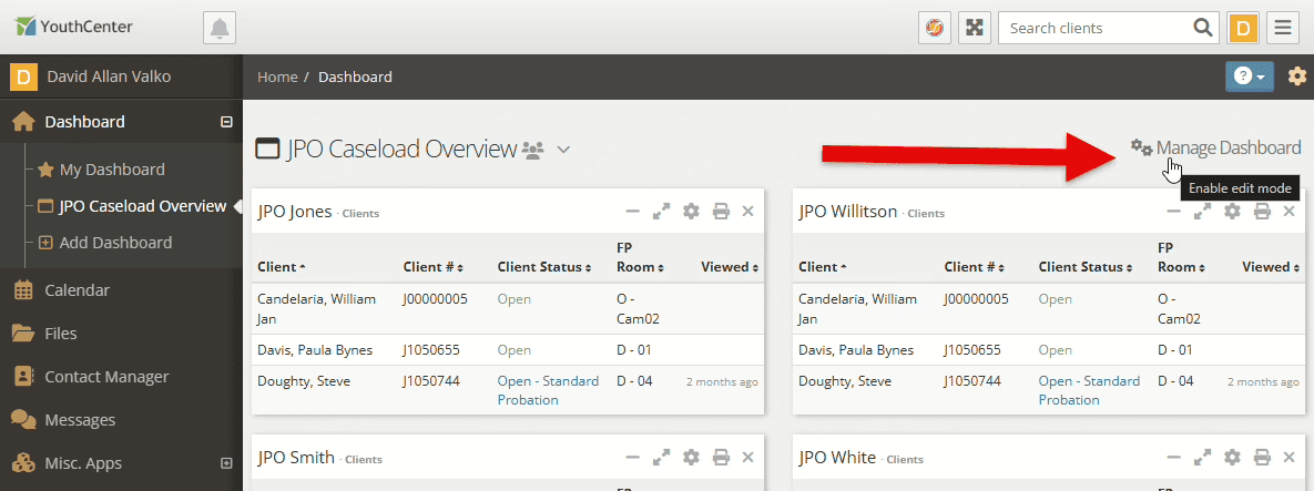 After setting the permission, select “Manage Dashboard” on the dashboard you want to share.