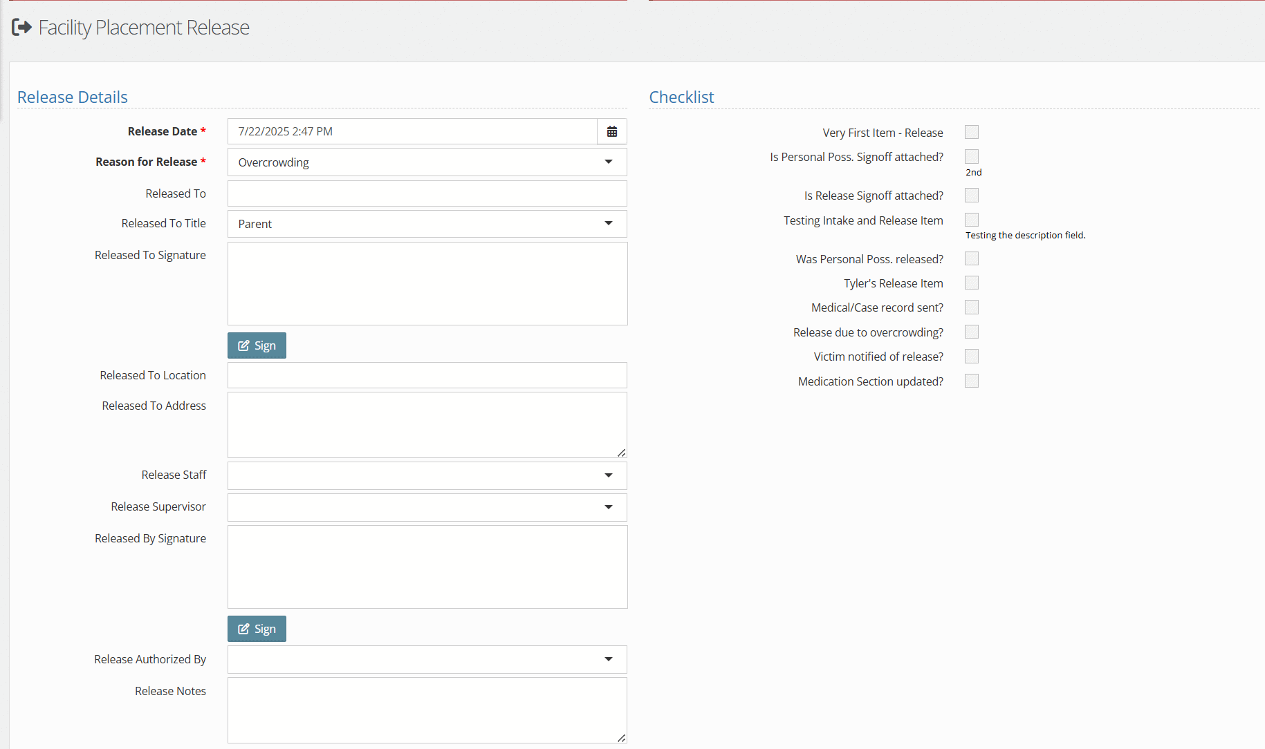 Release Field Descriptions Part 1: