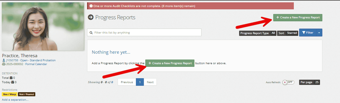 Choose "create a new progress report."