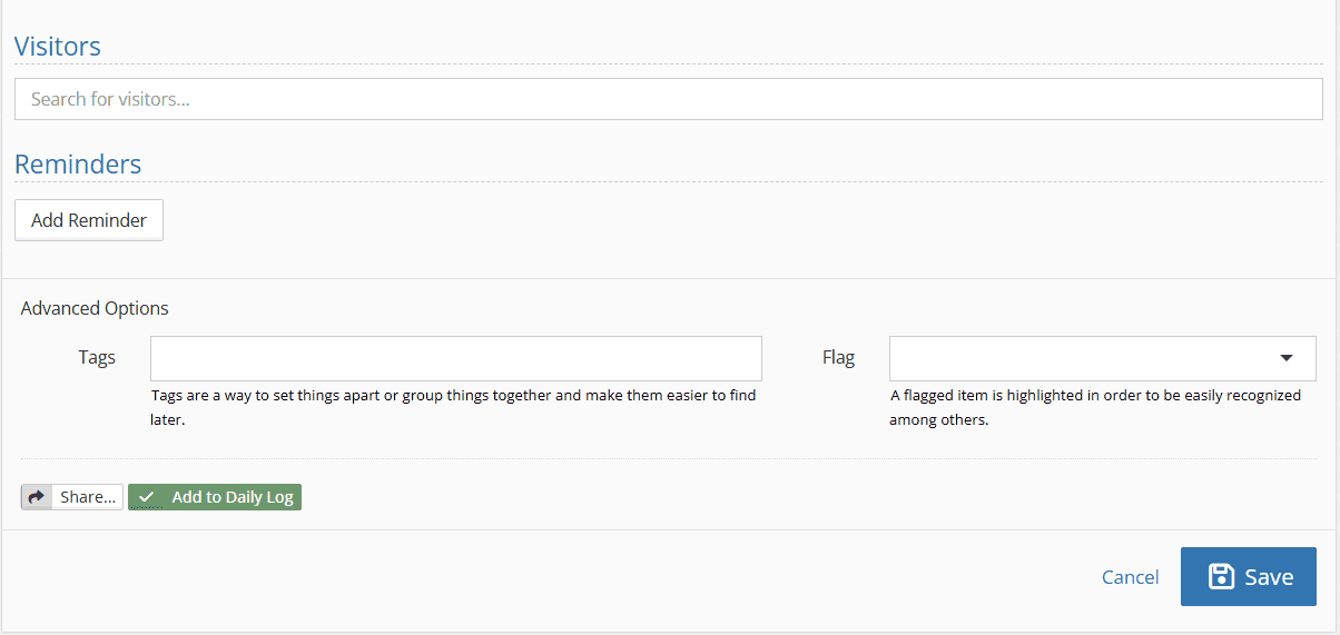 Description of visitation fields