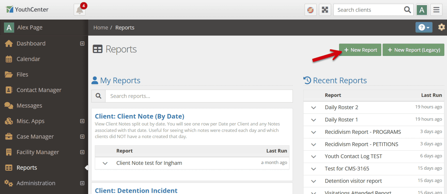 Report Button System Example Reports 2.0 - YouthCenter Docs